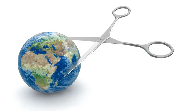 Scissors and Planet — Stock Photo, Image