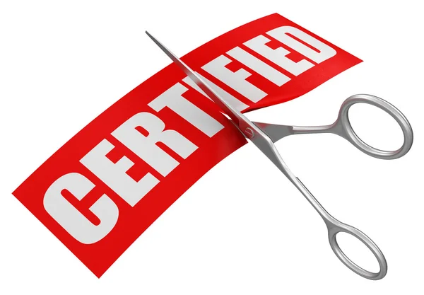 Scissors and certified — Stock Photo, Image