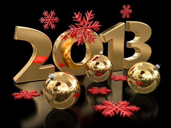 Золото 2013 и рождественские мячи — стоковое фото