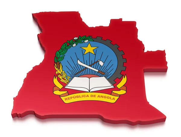 Kształt 3d Flaga Angoli i mapa — Zdjęcie stockowe