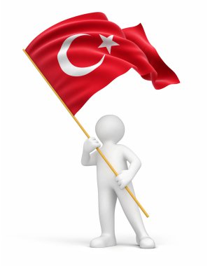 Man and Turkish flag clipart