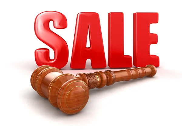 Wooden Mallet and Sale — Stock Photo, Image