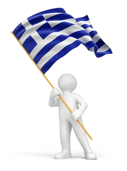 Людина та Грецька прапор — стокове фото