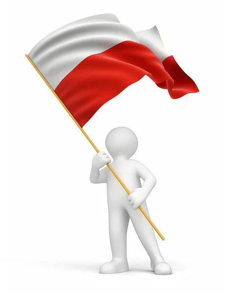 Homme et drapeau polonais — Photo