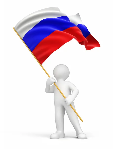 Man and Russian flag — Stock Photo, Image