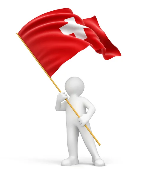 Man and Swiss flag — Stock Photo, Image