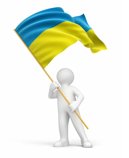 Homme et drapeau ukrainien — Photo