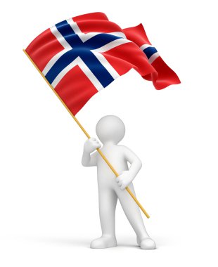 człowiek i norweski flaga