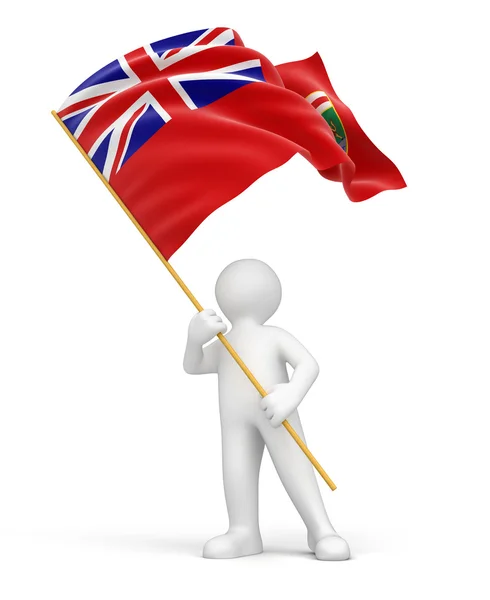 Man en manitoba vlag — Stockfoto