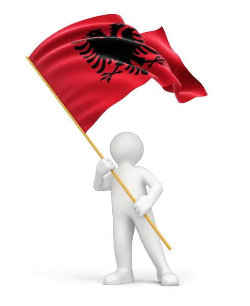 Man and Albanian flag — Stock Photo, Image