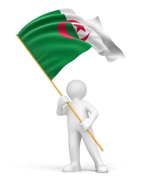Man and Flag of Algeria — Stock Photo, Image