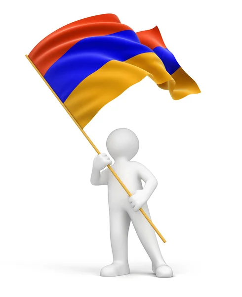 Republikken Armeniens mand og flag - Stock-foto