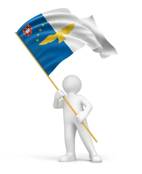 Człowiek i flaga Azorów — Zdjęcie stockowe