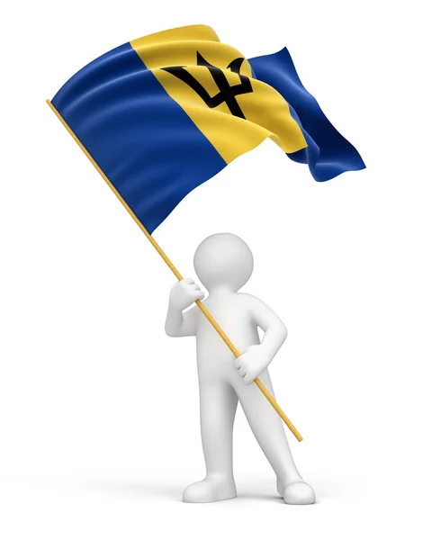 Homem e bandeira de Barbados — Fotografia de Stock