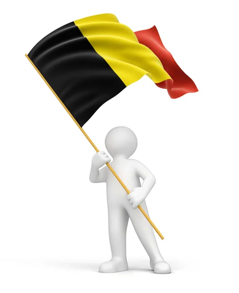 Uomo e bandiera belga — Foto Stock