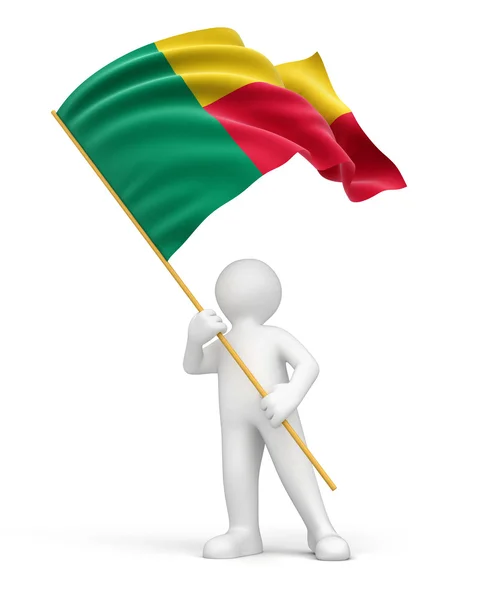 Muž a Beninská vlajka — Stock fotografie