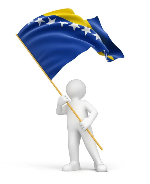 Mens en de vlag van Bosnië herzegovina — Stockfoto