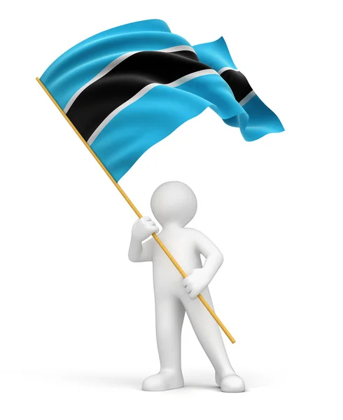 Man och flagga botswana — Stockfoto