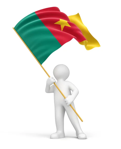 Man och flagga Kamerun — Stockfoto