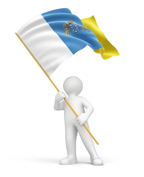 Man en Canarische vlag — Stockfoto
