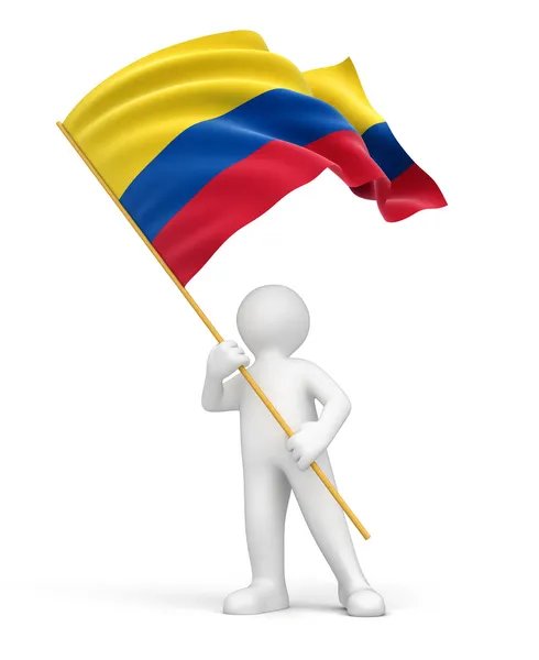 Man and flag of Colombia — Stock Photo, Image