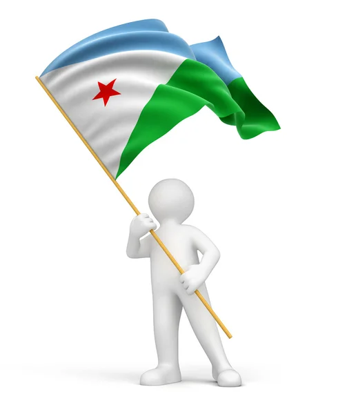 Man and Flag of Djibouti — Stock Photo, Image