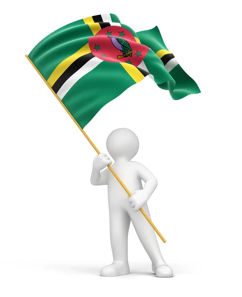 Man och flagga dominica — Stockfoto