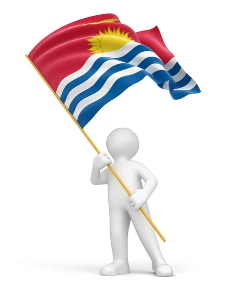 Man and Flag of Kiribati — Stock Photo, Image