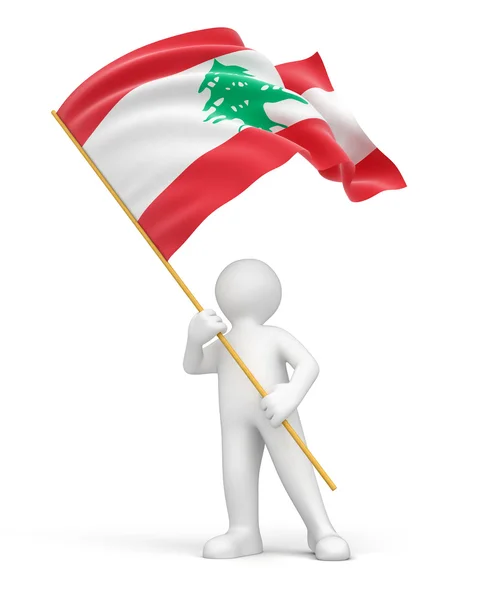 Mann und libanonische Nationalflagge — Stockfoto