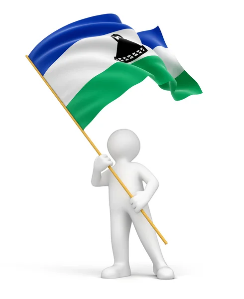 Homme et drapeau du Lesotho — Photo