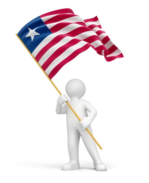 Man and Liberia National Flag — Stock Photo, Image