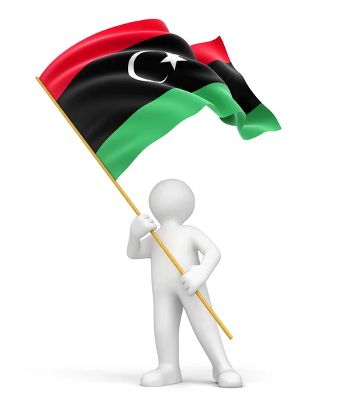 Man och Libyen flagga — Stockfoto