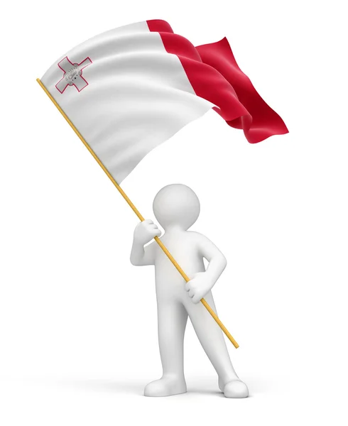 Людина і Національний прапор Мальти — стокове фото