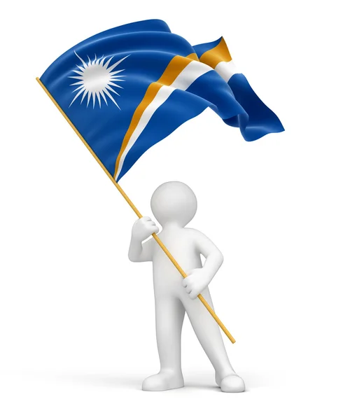 Homem e Bandeira das Ilhas Marshall — Fotografia de Stock