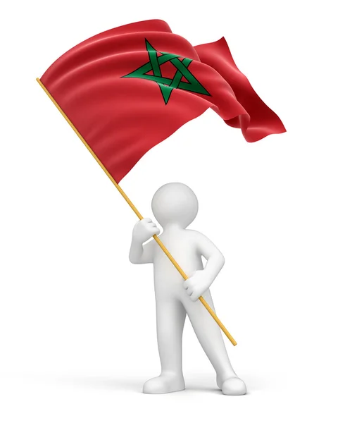 Drapeau du Maroc et homme — Photo