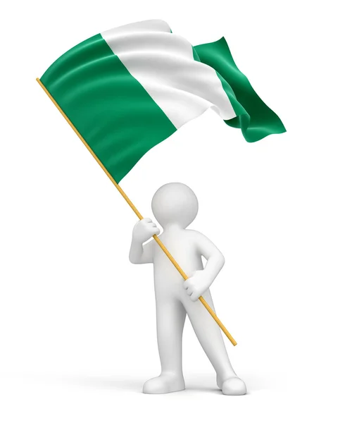 Mannen met vlag. Nigeria — Stockfoto