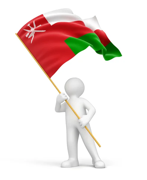 Flaga Omanu i człowiek — Zdjęcie stockowe