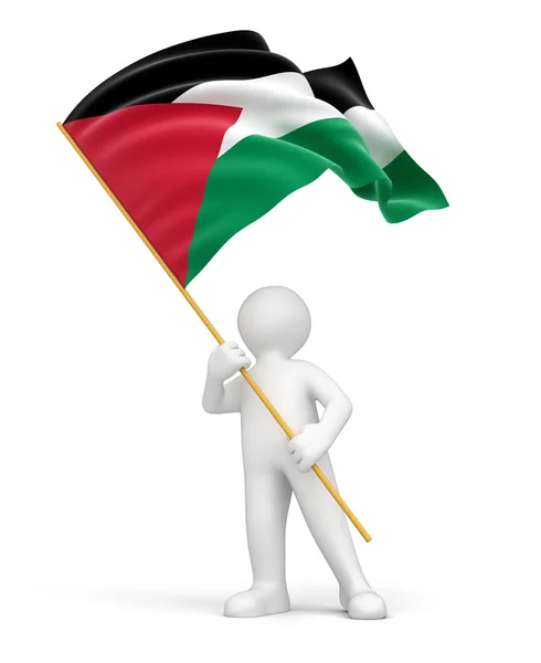 Bandera de Palestina y hombre — Foto de Stock
