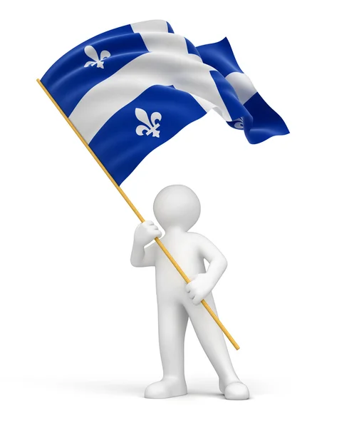 Quebec Flagge und Mann — Stockfoto