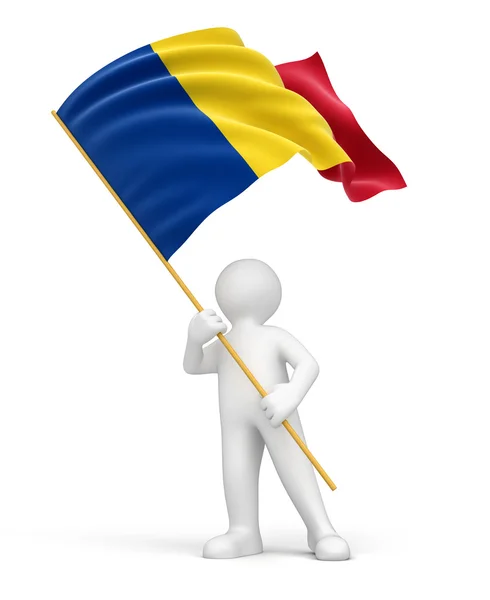 Hombres con bandera de Romania —  Fotos de Stock