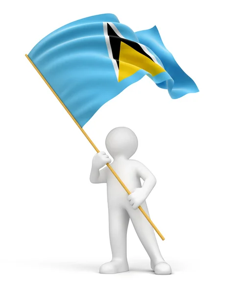 Vlag van saint lucia en man — Stockfoto