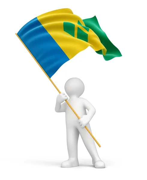 Flaga saint vincent i Grenadyny i człowiek — Zdjęcie stockowe