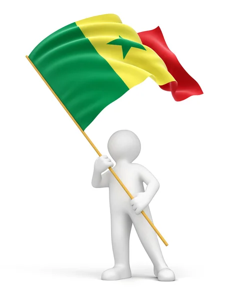 塞内加尔国旗和男人 — 图库照片