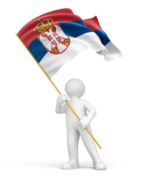 3D Сербський прапор і людина — стокове фото
