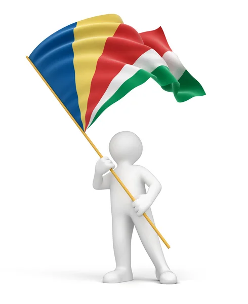 Сейшельский флаг и человек — стоковое фото