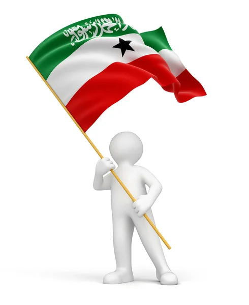 Somalimaan lippu ja ihminen — kuvapankkivalokuva