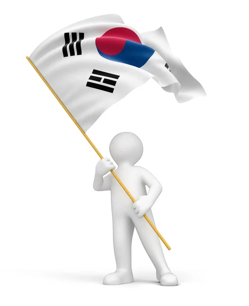 Σημαία της Νότιας Κορέας και άνθρωπος — Φωτογραφία Αρχείου