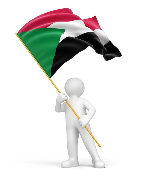 Flag of Sudan and man — Stock Photo, Image