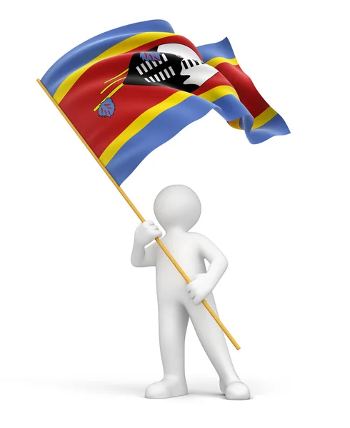 Vlag van swaziland en man — Stockfoto