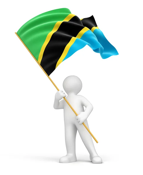 State flag of Tanzania and man — Stock Photo, Image